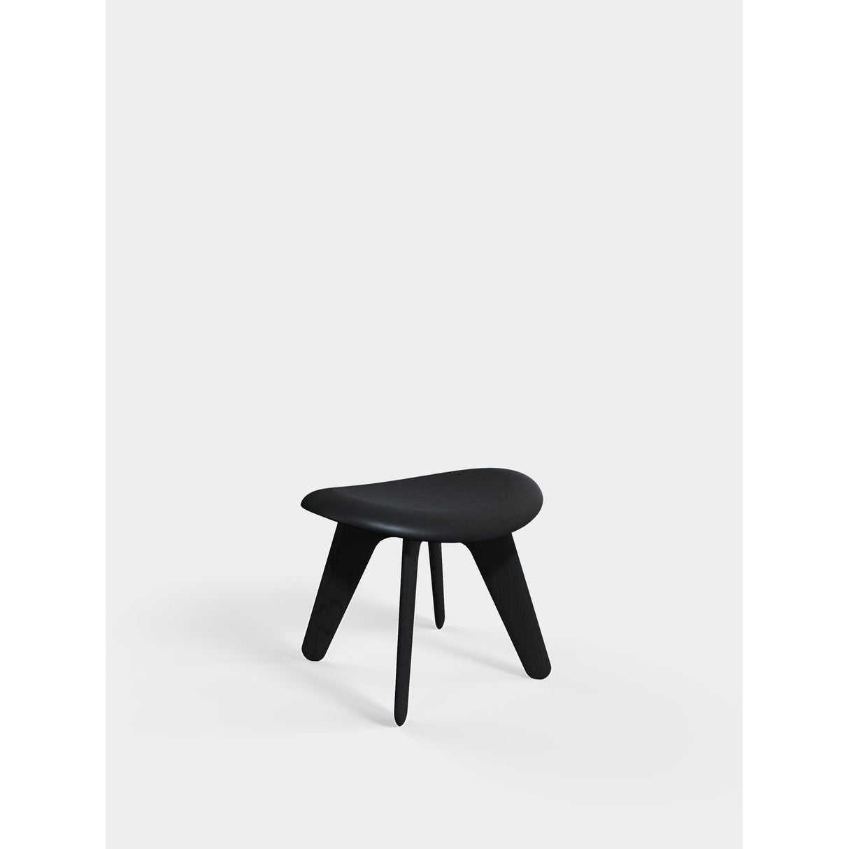 Slab Ottoman Black Leather Black