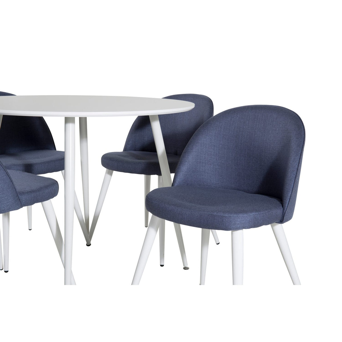 Plaza, Velvet Rund matgrupp Blå, vit, Vit, ⌀100