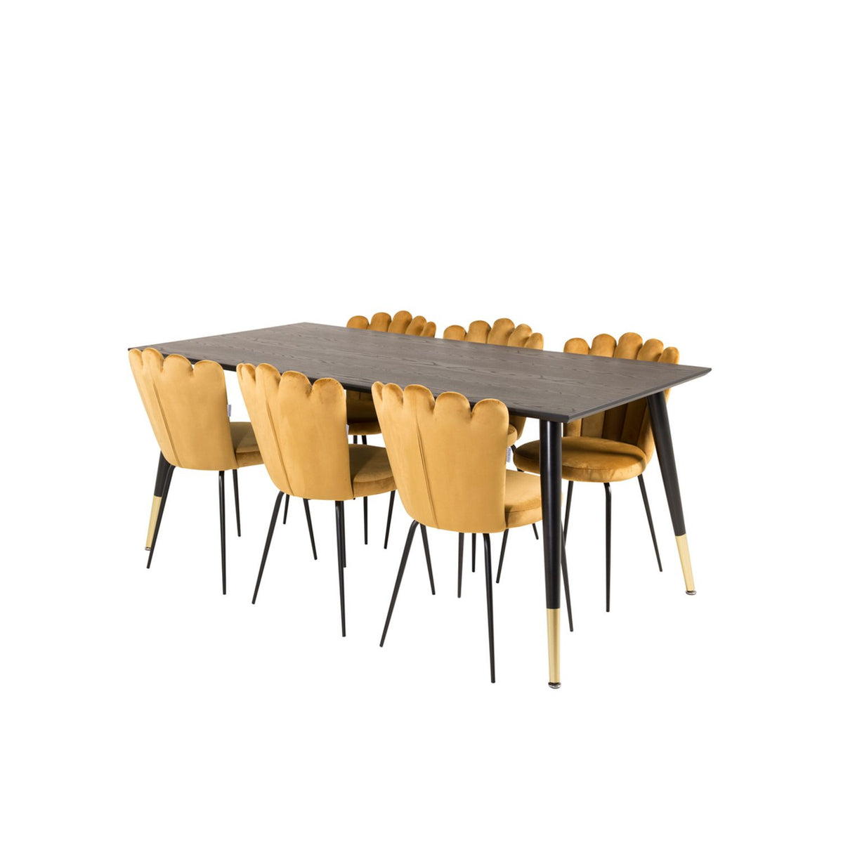 Dipp, Limhamn Rektangulär matgrupp Svart, gul, Svart, Guld, 180 x 90
