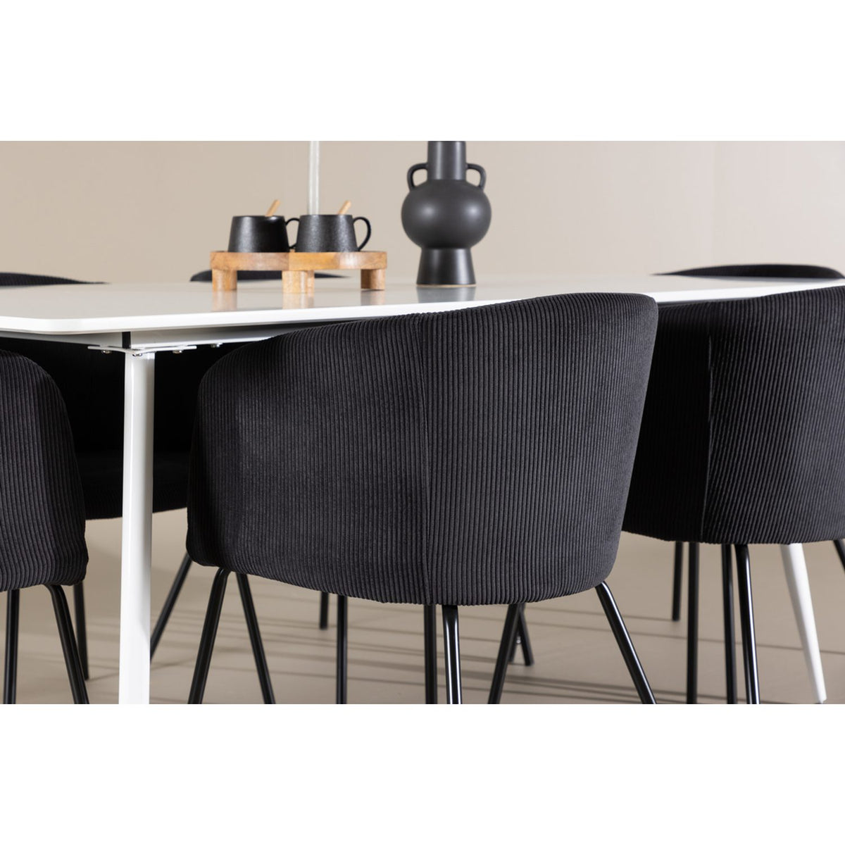 Silar, Berit Rektangulär matgrupp Svart, Vit, 180 x 90