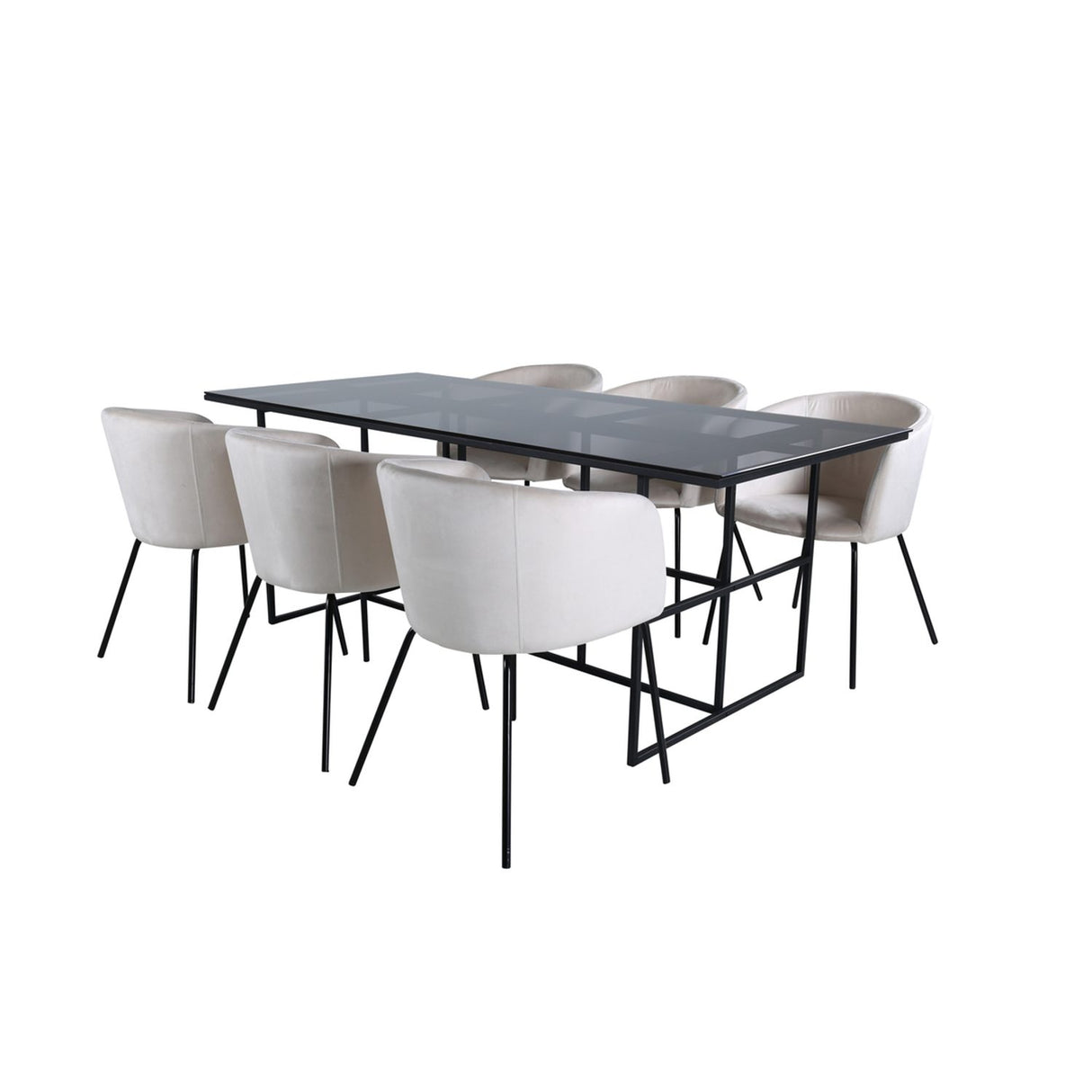 Leif, Berit Rektangulär matgrupp Beige, Svart, Svart, 200 x 90