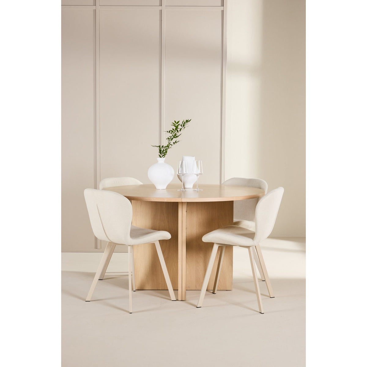 Strada, Lilja Oval matgrupp Beige, Vitpigmenterad, ⌀120