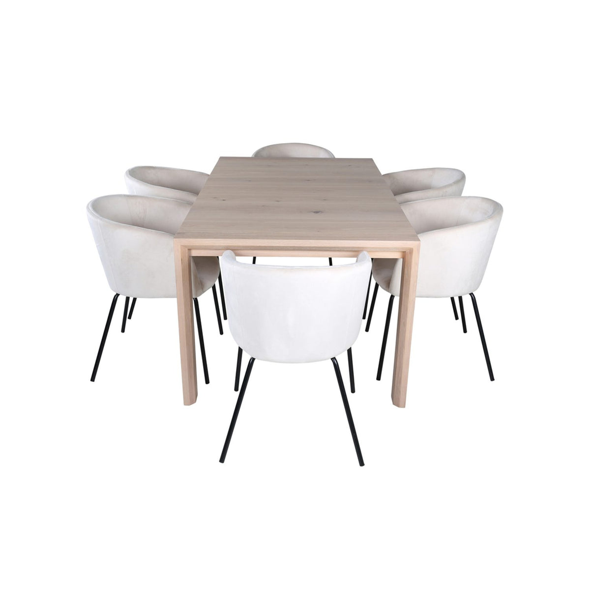 Slider, Berit Rektangulär matgrupp Beige,Svart, Vitlaserad, 170 x 95
