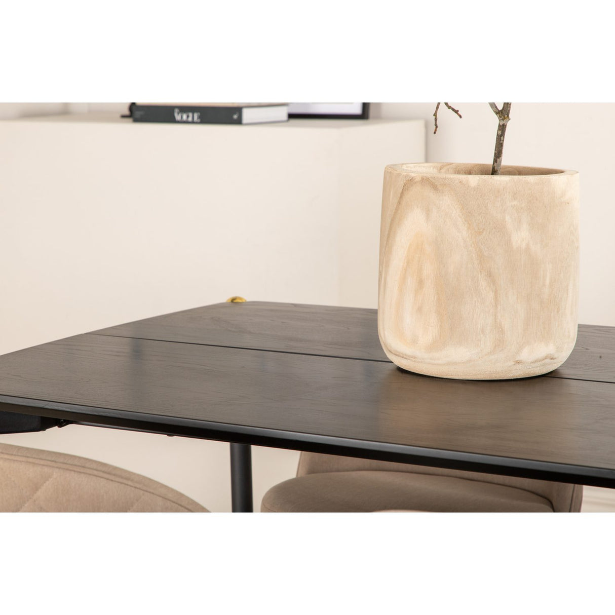 Pelle, Velvet Rektangulär matgrupp Beige, Svart, Linne