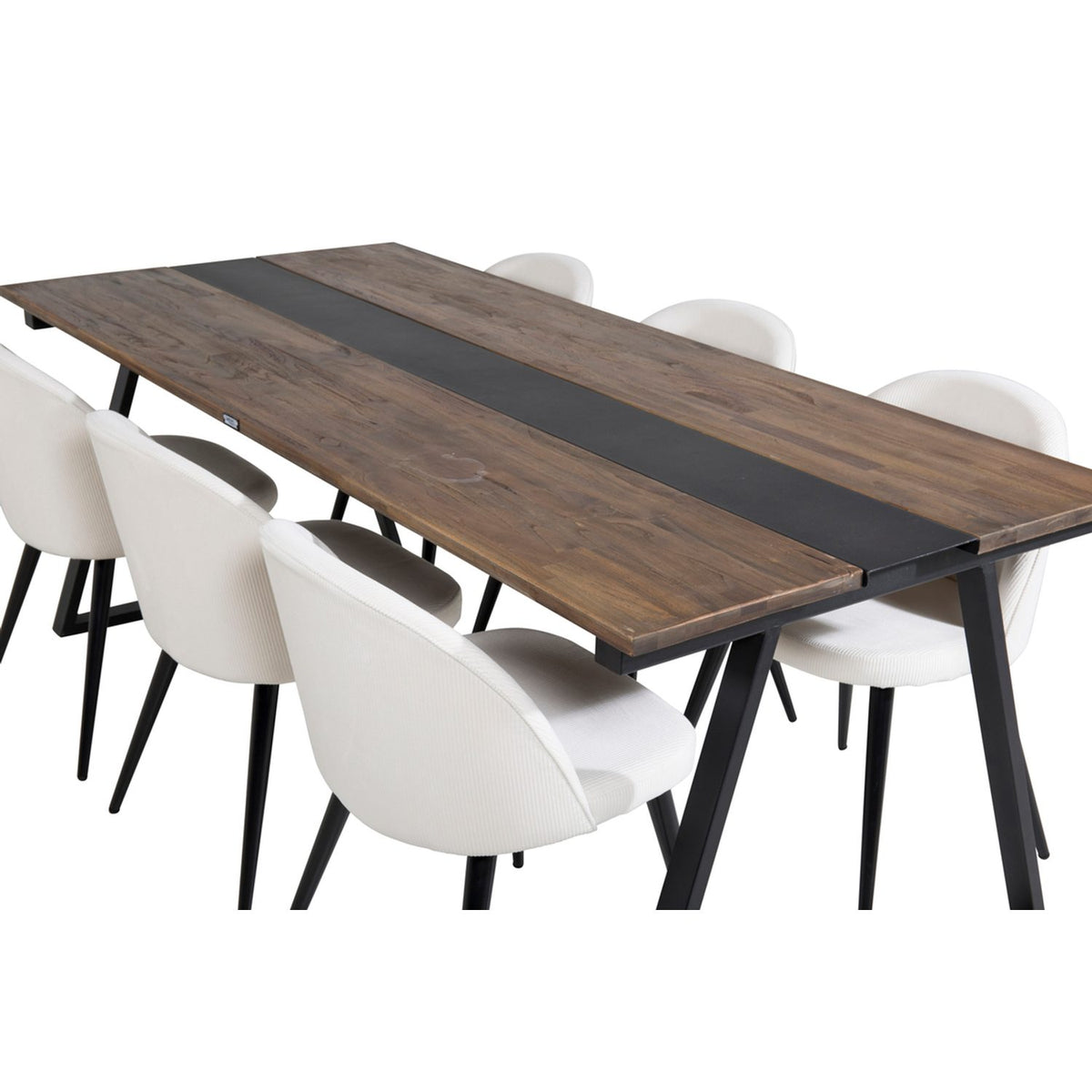 Jakarta, Velvet Rektangulär matgrupp Svart,Crème, Svart,Natur, 200 x 90