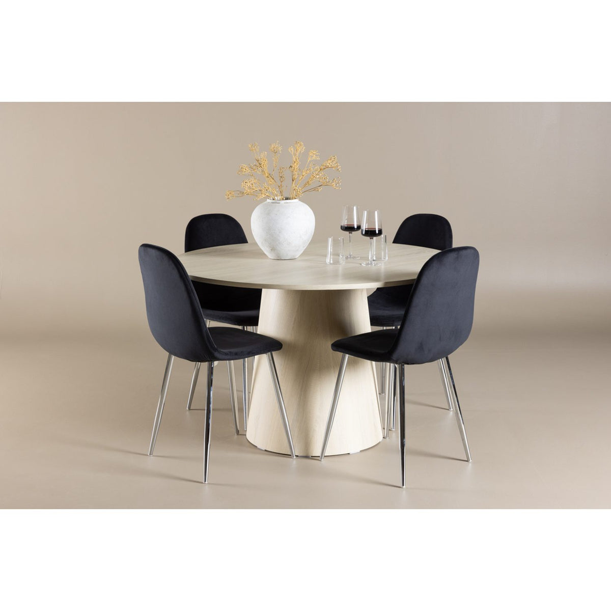 Lanzo, Polar Rund matgrupp Svart,Silver, Vitpigmenterad, ⌀120
