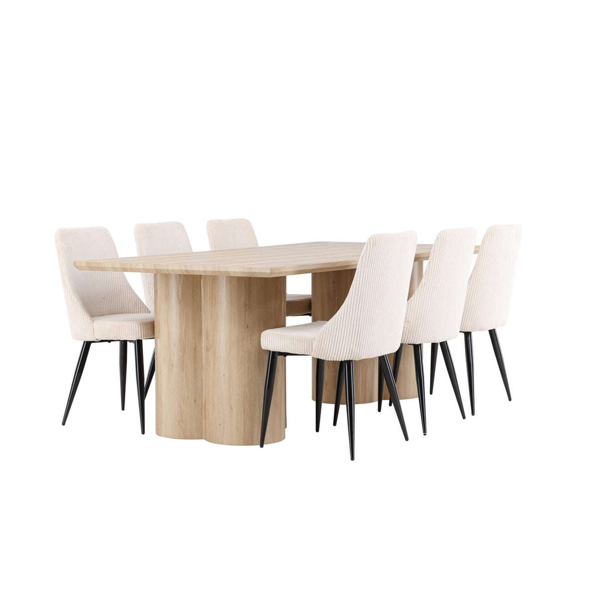 Olivia, Leone Rektangulär matgrupp Beige, Natur, 6st