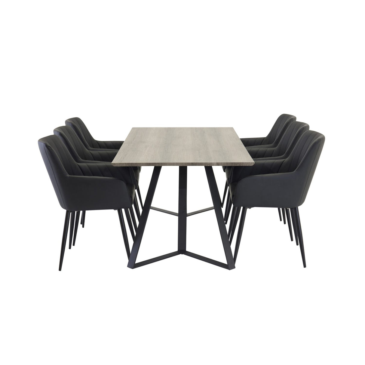 Marina, Comfort Rektangulär matgrupp Svart, Svart,Grå, 180 x 90