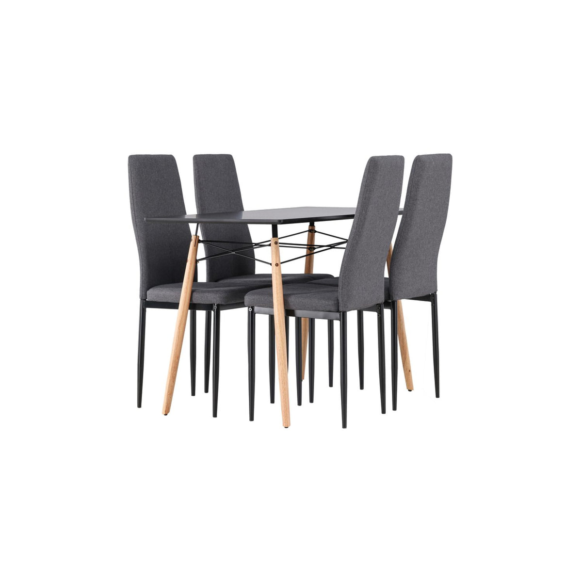 Danburi, Petra Rektangulär matgrupp Svart,Mörkgrå, Svart,Natur, 120 x 60