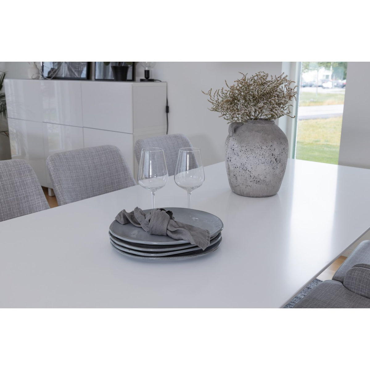 Polar, Plaza Rektangulär matgrupp Grå,Vit, Vit, 180 x 90