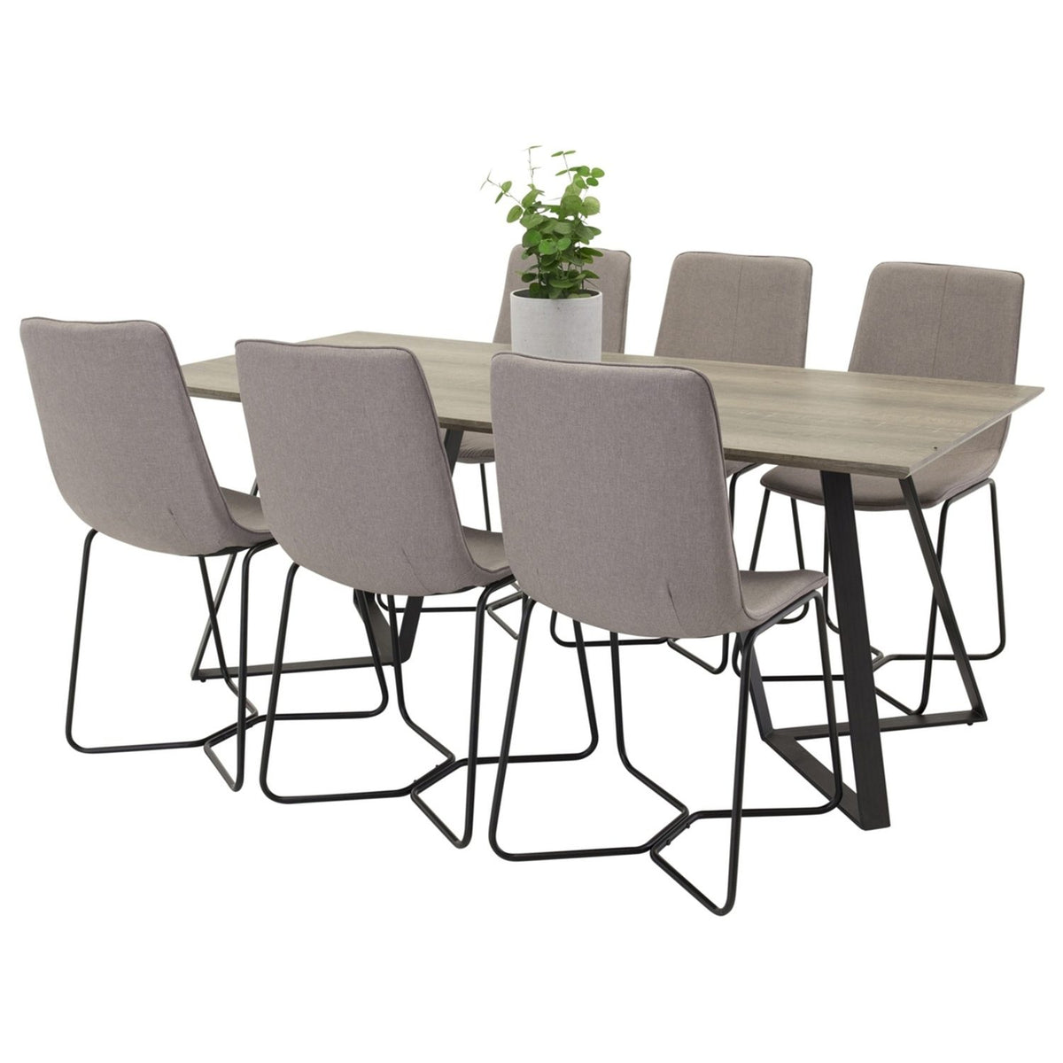 Marina, X Rektangulär matgrupp Svart,Grå, Svart,Grå, 180 x 90