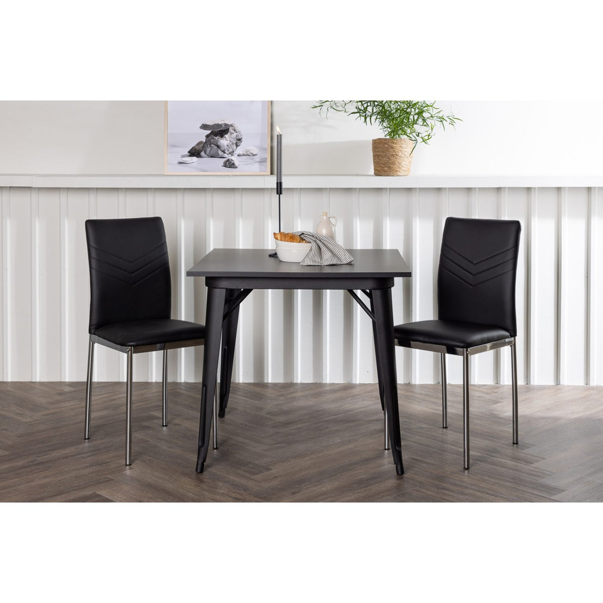 Tempe, Lily Rektangulär matgrupp Svart,Silver, Svart, 80 x 80