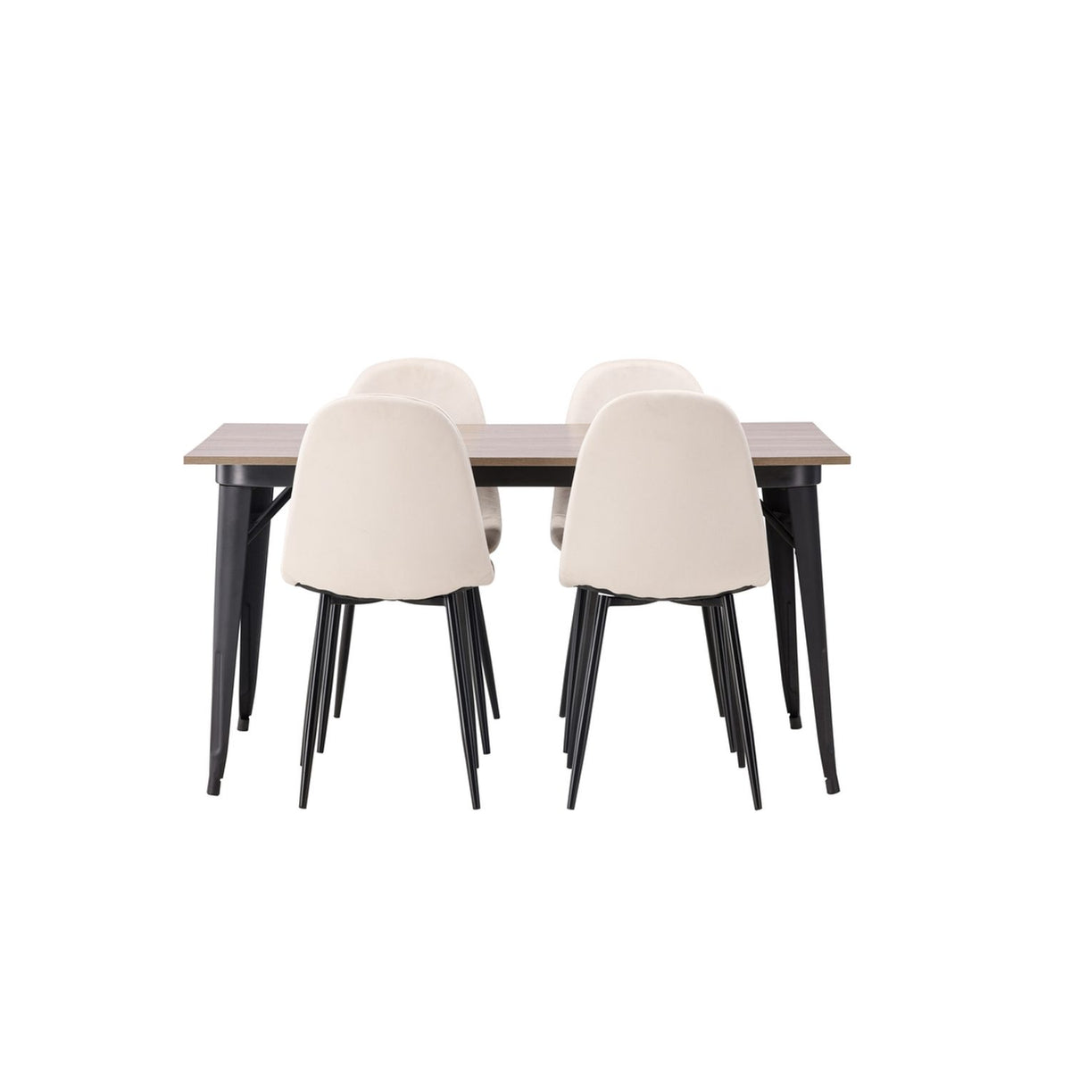 Tempe, Polar Rektangulär matgrupp Beige, Svart, Valnöt, 140 x 80
