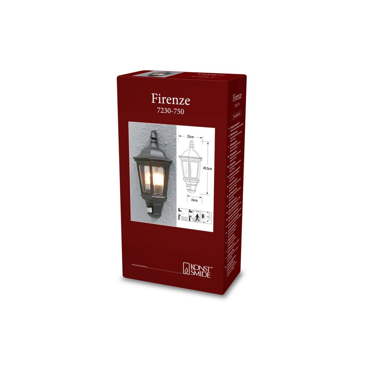 Firenze Sensor E27 Vägglampa Ute Svart