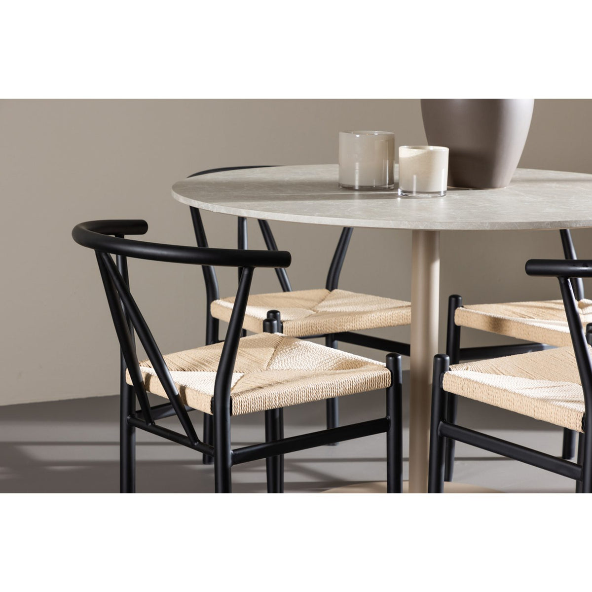 Lycke, Alfons Rund matgrupp Svart, beige, Beige, ⌀110