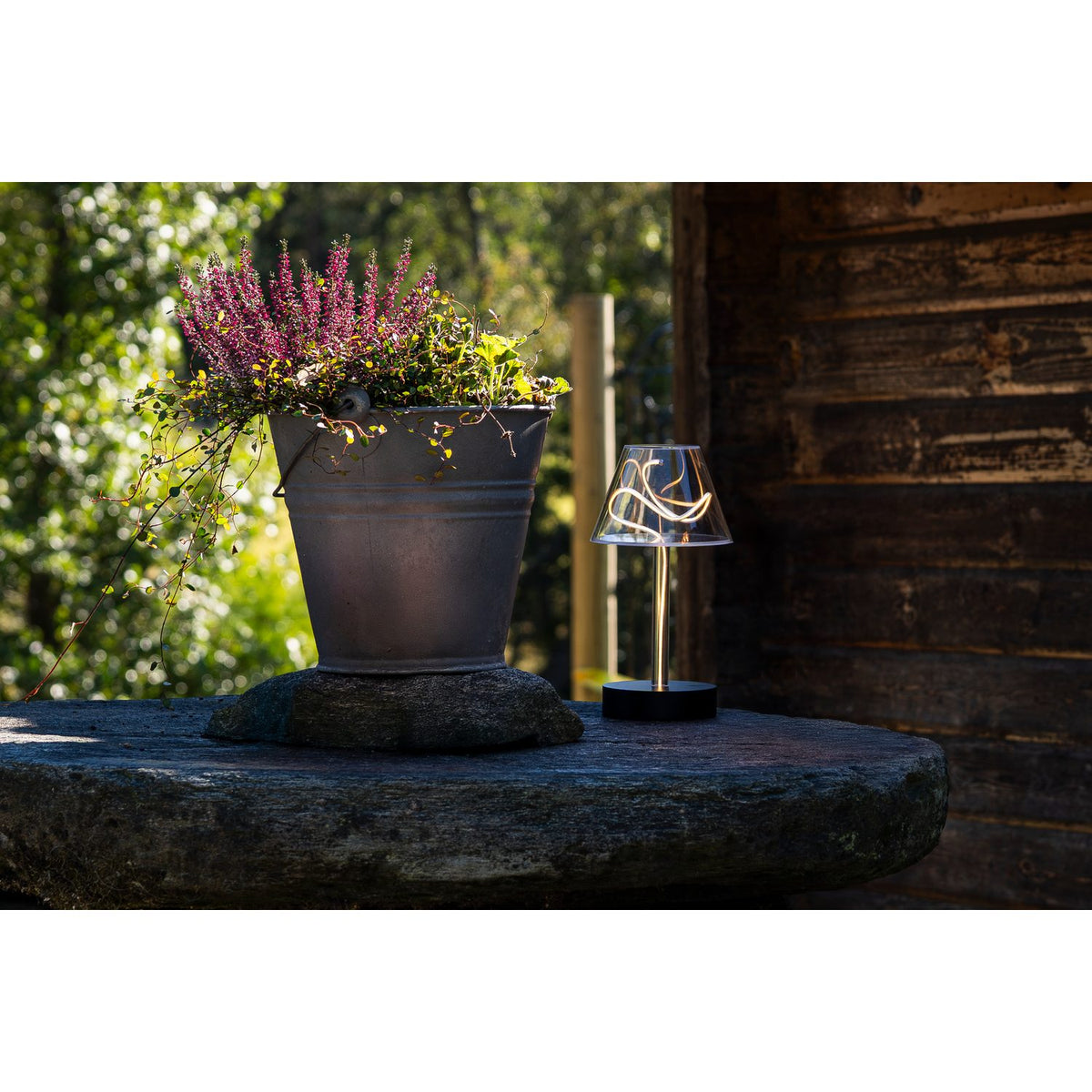 Edison bordslampa USB Bordslampa Ute/Inne Svart/Transparent
