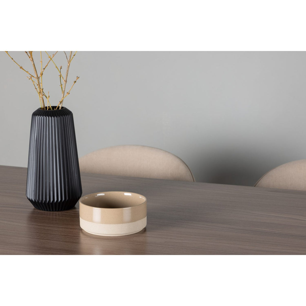 Tempe, Velvet Rektangulär matgrupp Beige, Svart, Valnöt, 140 x 80