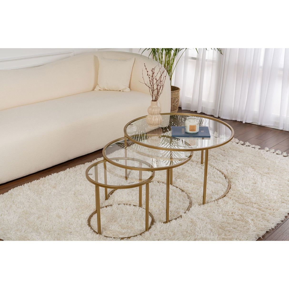 Valletta Soffbordset, 3 delar Guld Transparent