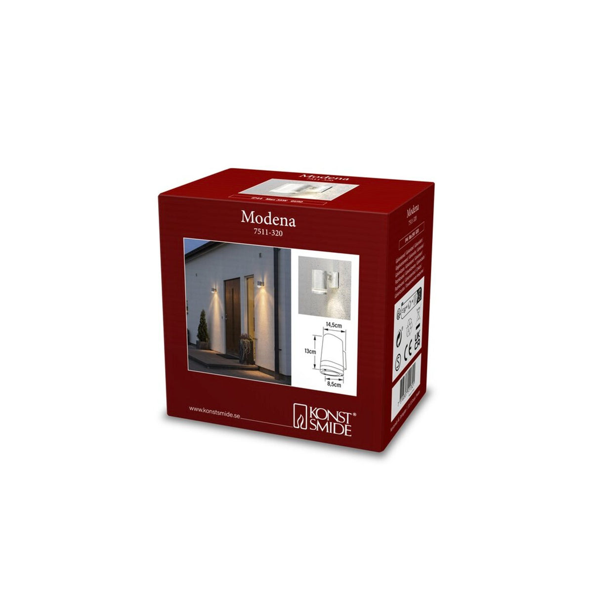 Modena GU10 Ned Transparent Vägglampa Ute Galvaniserad, 13 cm