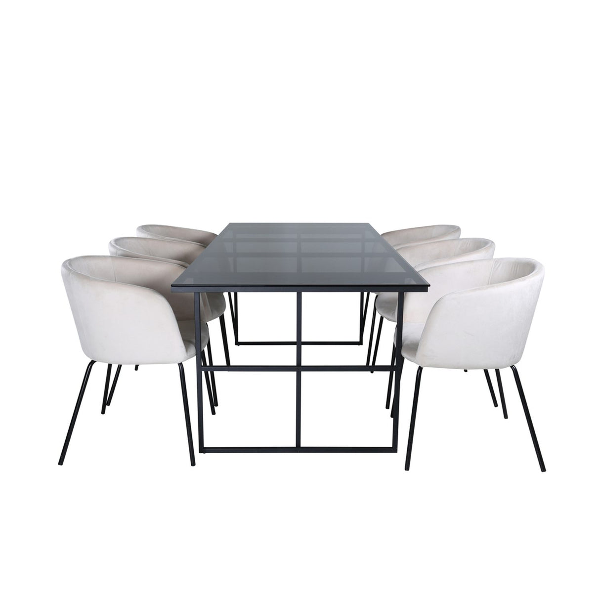 Leif, Berit Rektangulär matgrupp Beige, Svart, Svart, 200 x 90