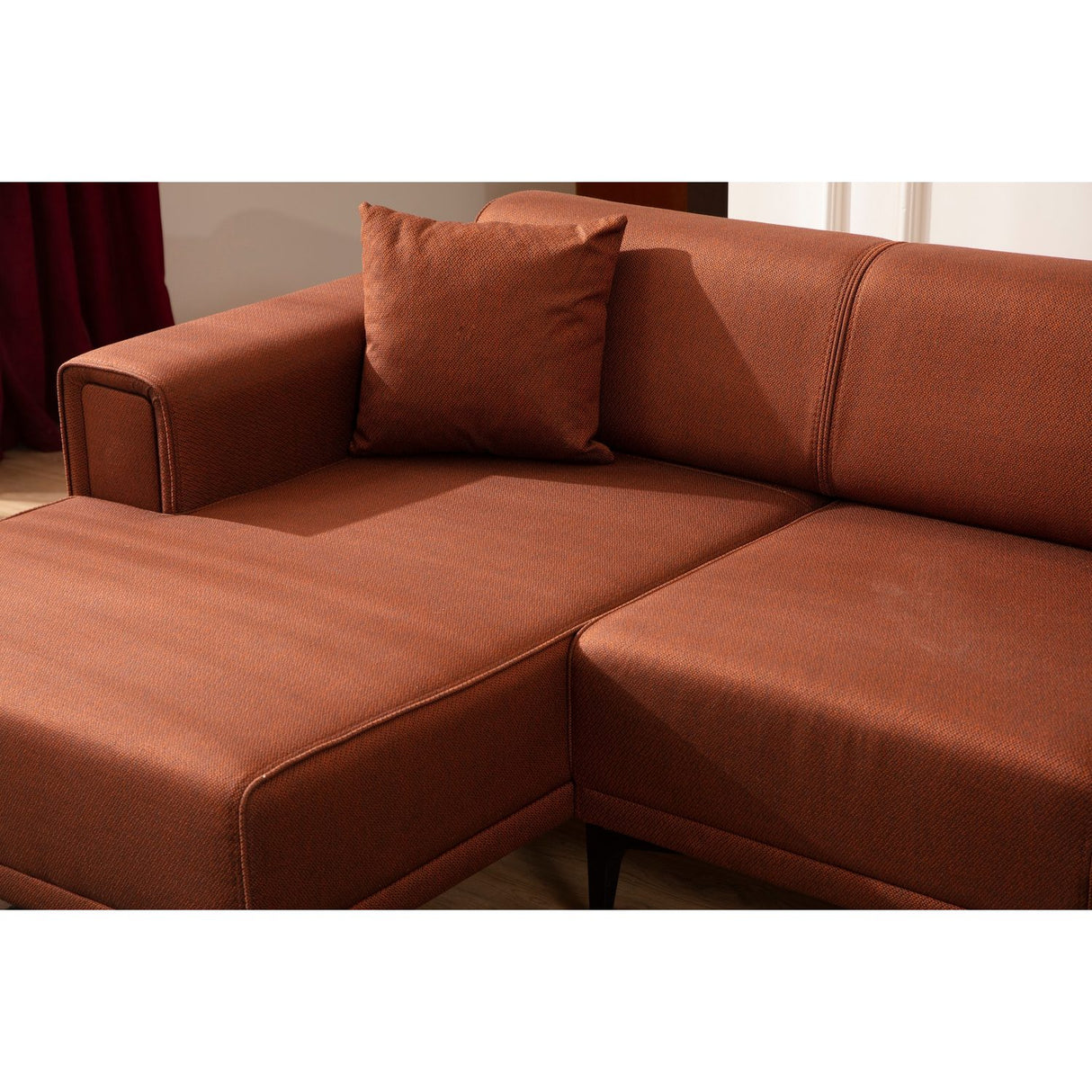Hanoi (250-140 x 85 x 77 cm) Hörnsoffa-bäddsoffa Kakelröd, Vänster