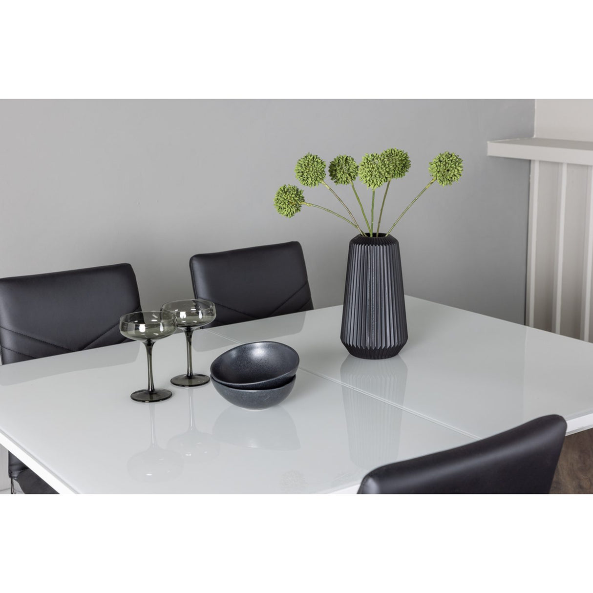 Pluto, Lily Rektangulär matgrupp Svart,Silver, Vit, 120 x 90