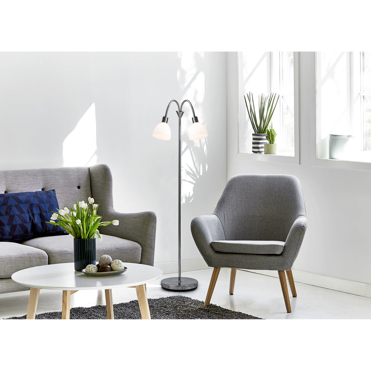 Ray Double Golvlampa Krom