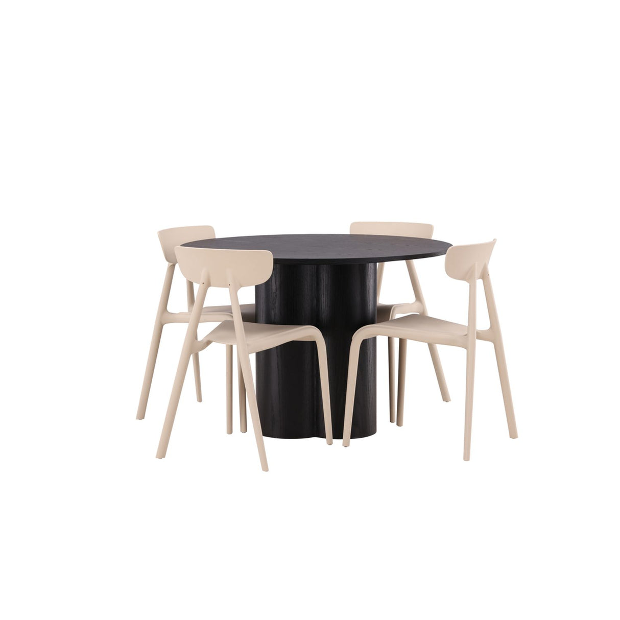 Olivia, Ursholmen Rund matgrupp Beige, Svart, ⌀110