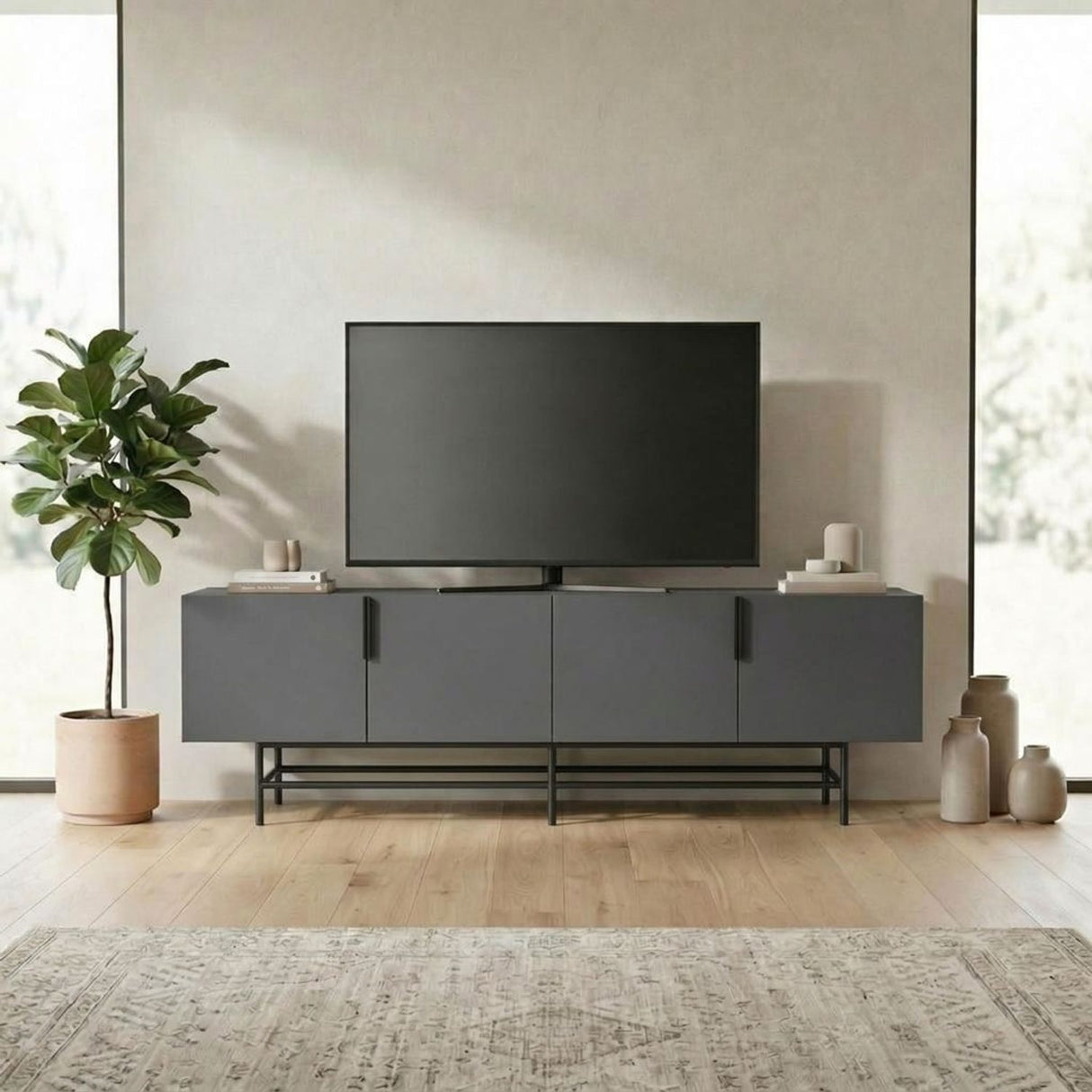 Edinburgh (200 x 55 x 35 cm) TV-bänk Antracit svart