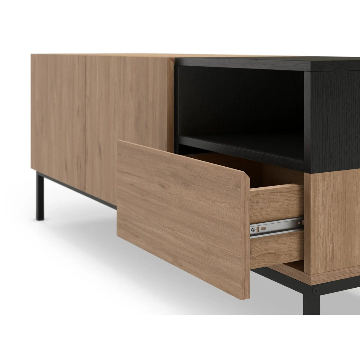 Cailin 140 (140 x 55 x 41,8 cm) TV-bänk Naturlig ekträ svart svart