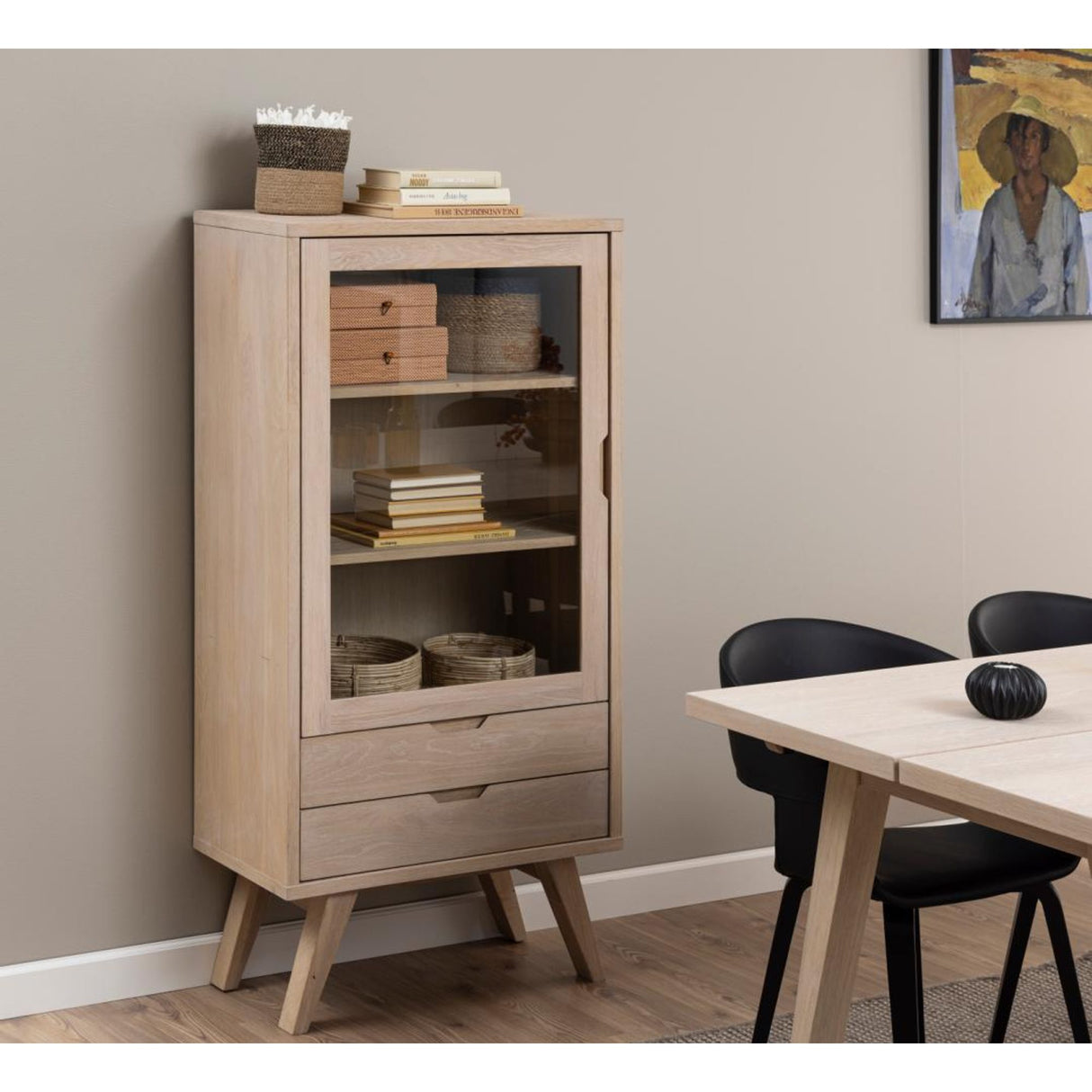 Arendal Vitrinskåp 145x72x36 cm Vitpigmenterad Ek