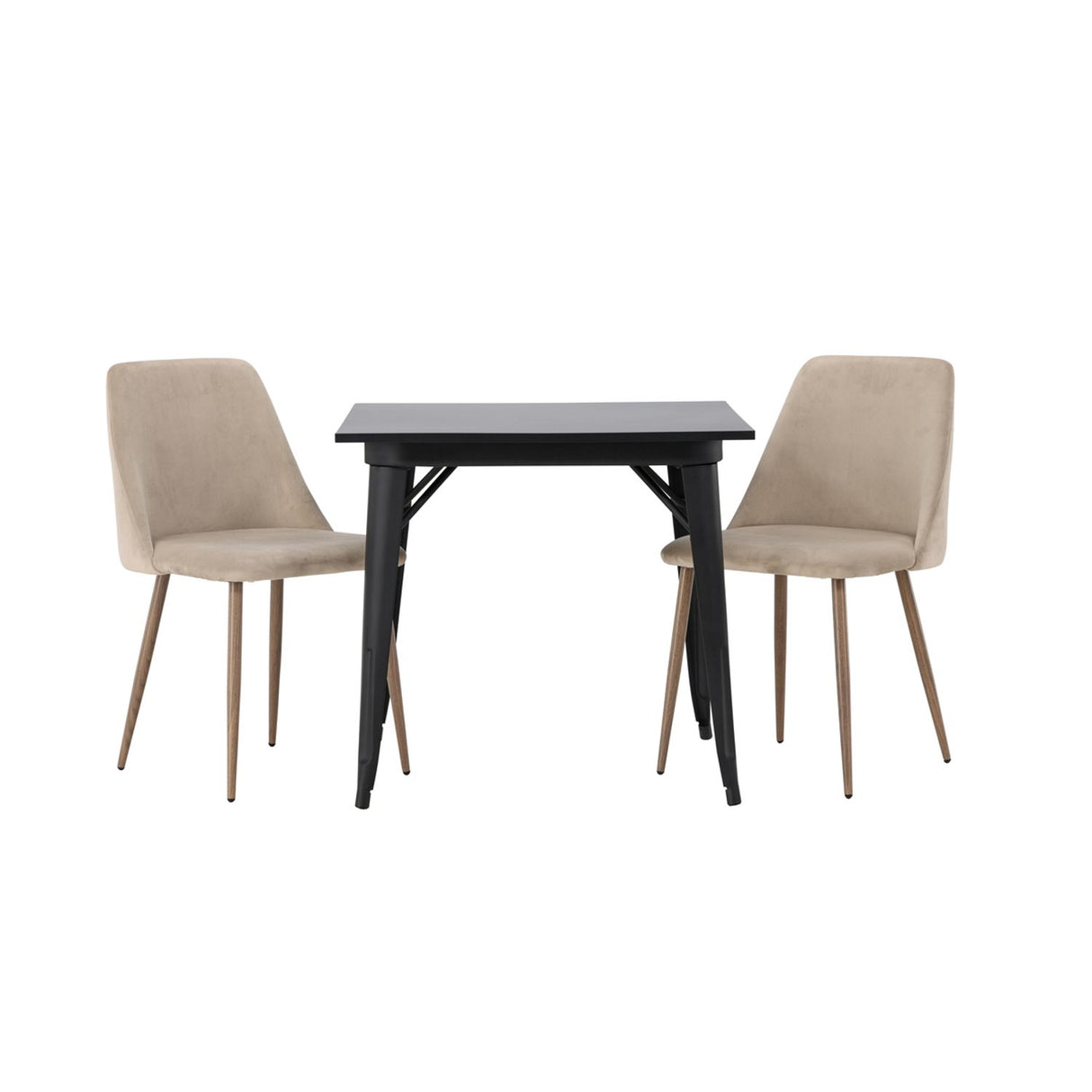 Tempe, Night Rektangulär matgrupp Valnöt, Beige, Svart, 80 x 80