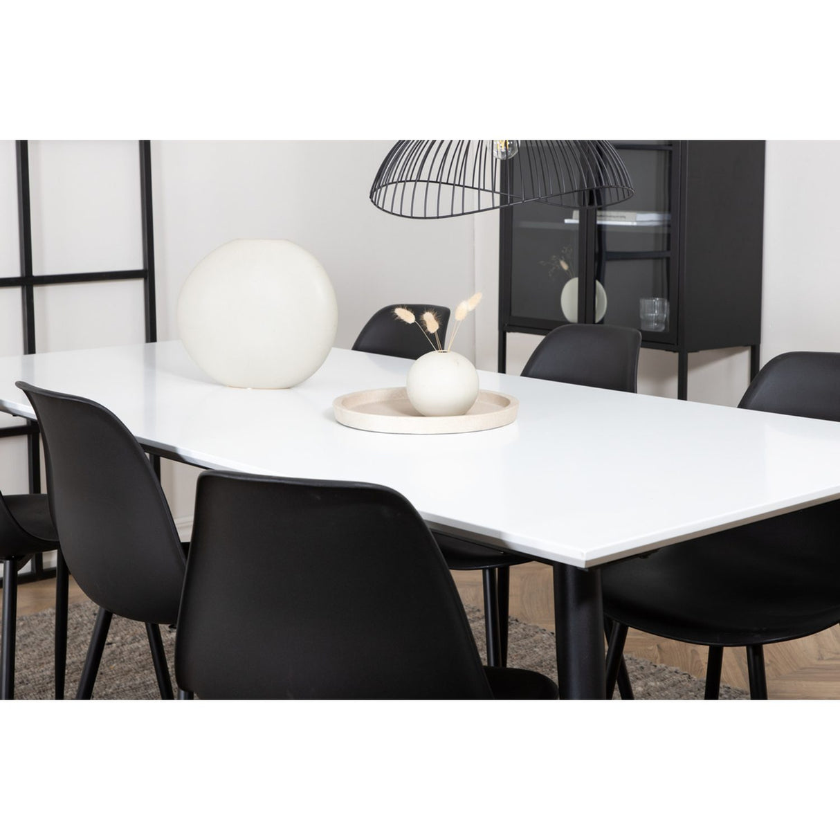 Jimmy, Polar Rektangulär matgrupp Svart, Svart, vit, 195 x 90