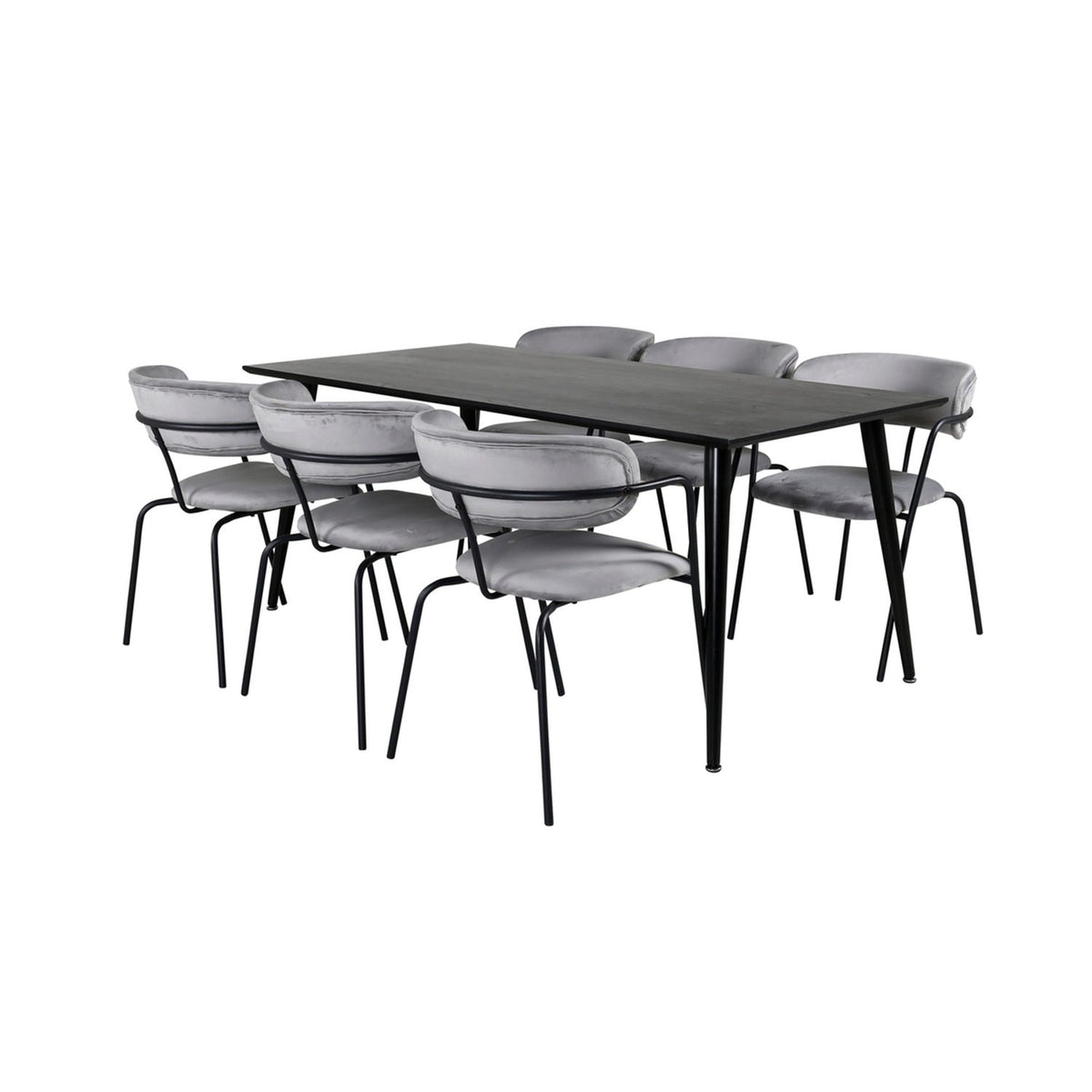 Dipp, Arrow Rektangulär matgrupp Svart,Grå, Svart, 180 x 90