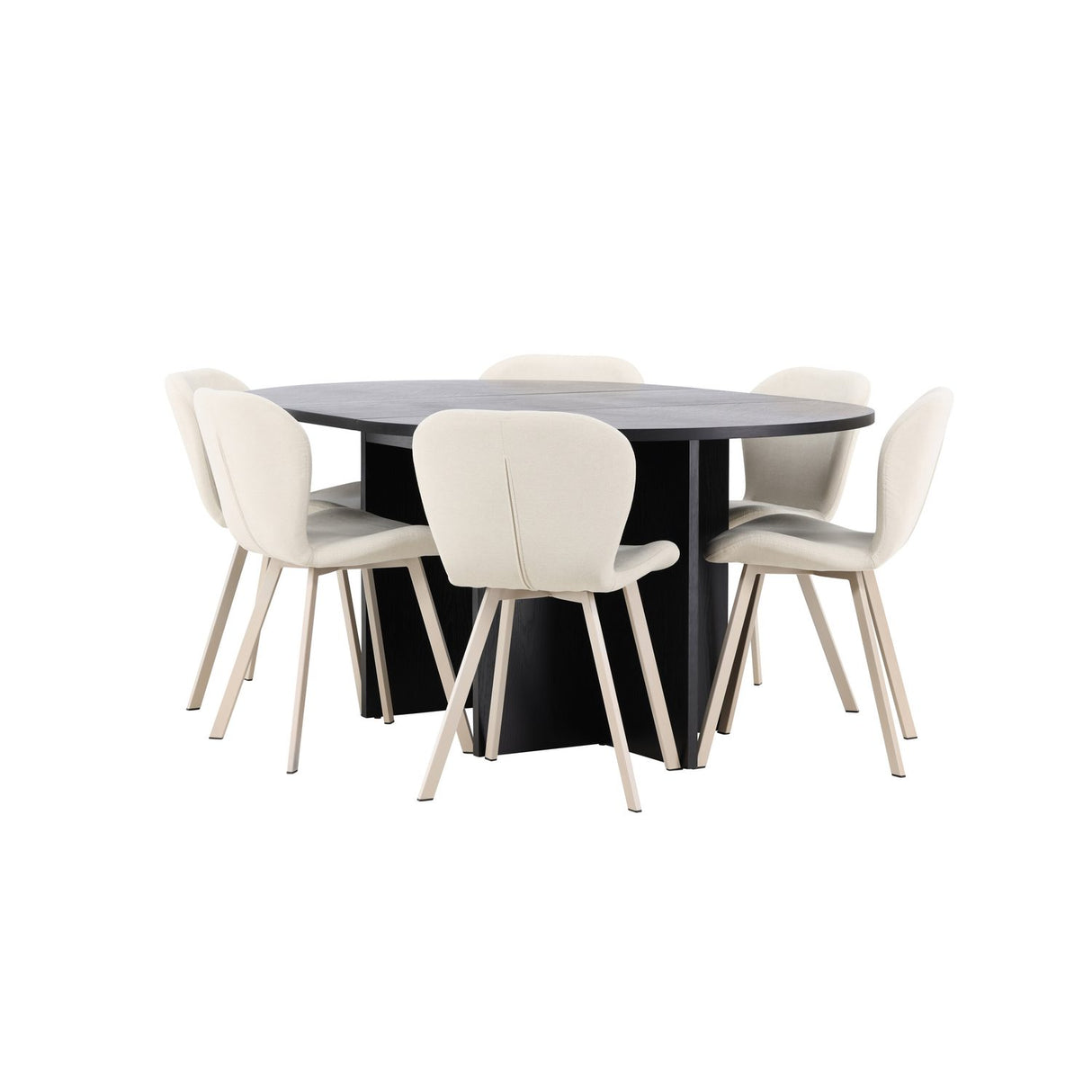 Strada, Lilja Oval matgrupp Beige, Svart, ⌀120
