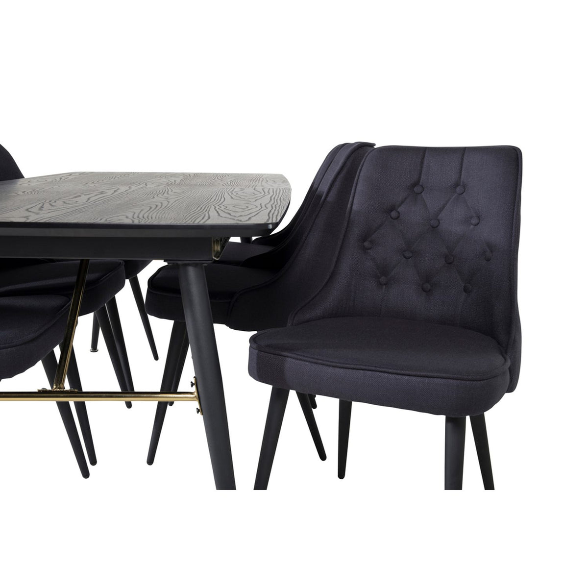 Gold, Velvet Deluxe Rektangulär matgrupp Svart, Svart, 180 x 85
