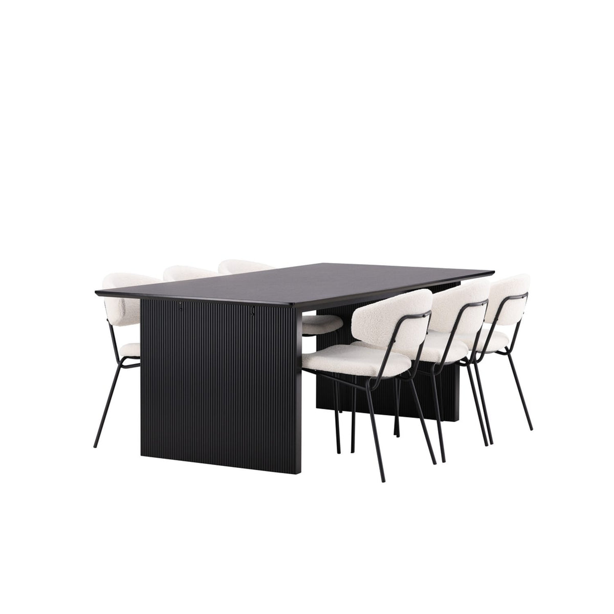 Vail, Chico Rektangulär matgrupp Vit, Svart, 200 x 100