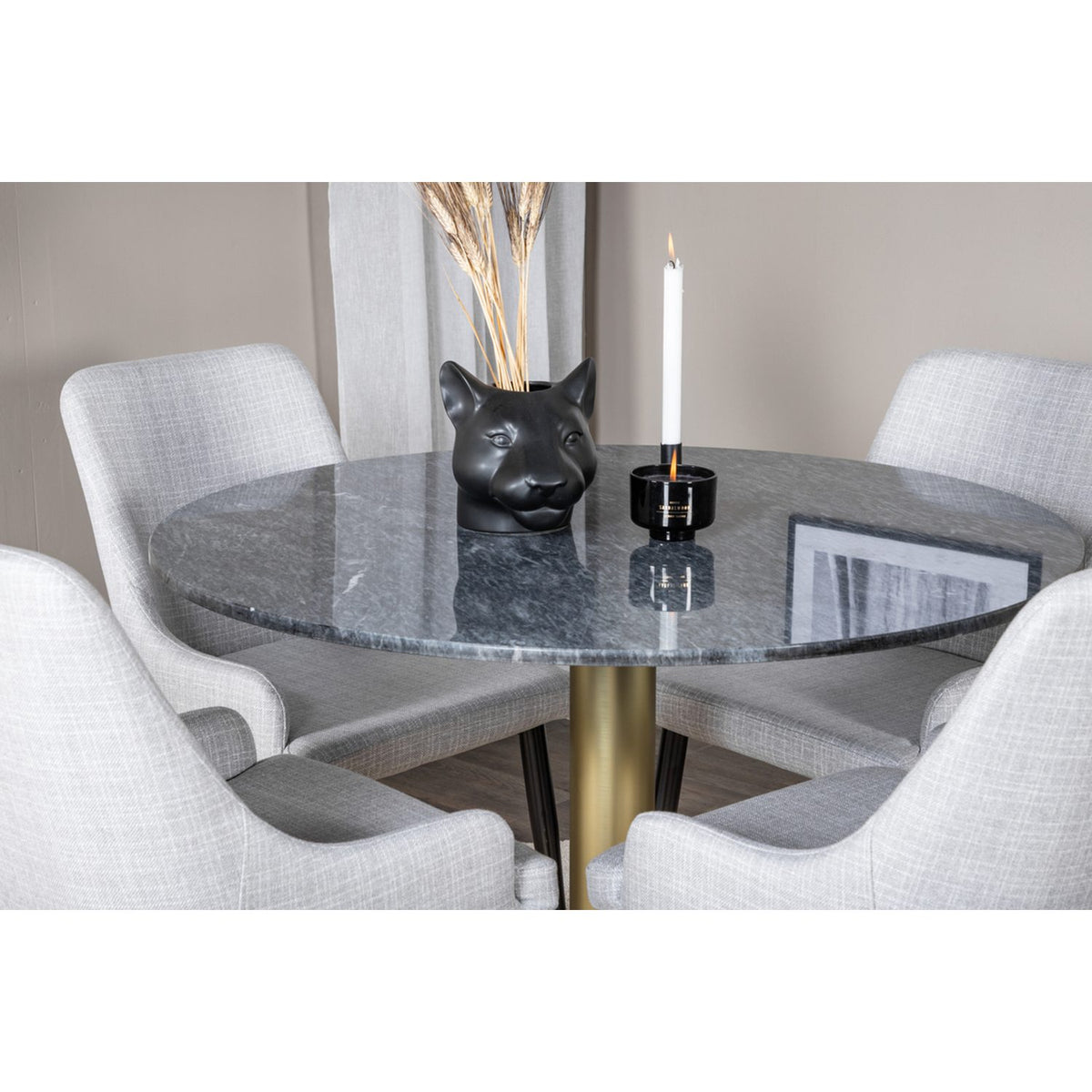 Estelle, Plaza Rund matgrupp Svart,Grå, Guld, Mörkgrå, ⌀106