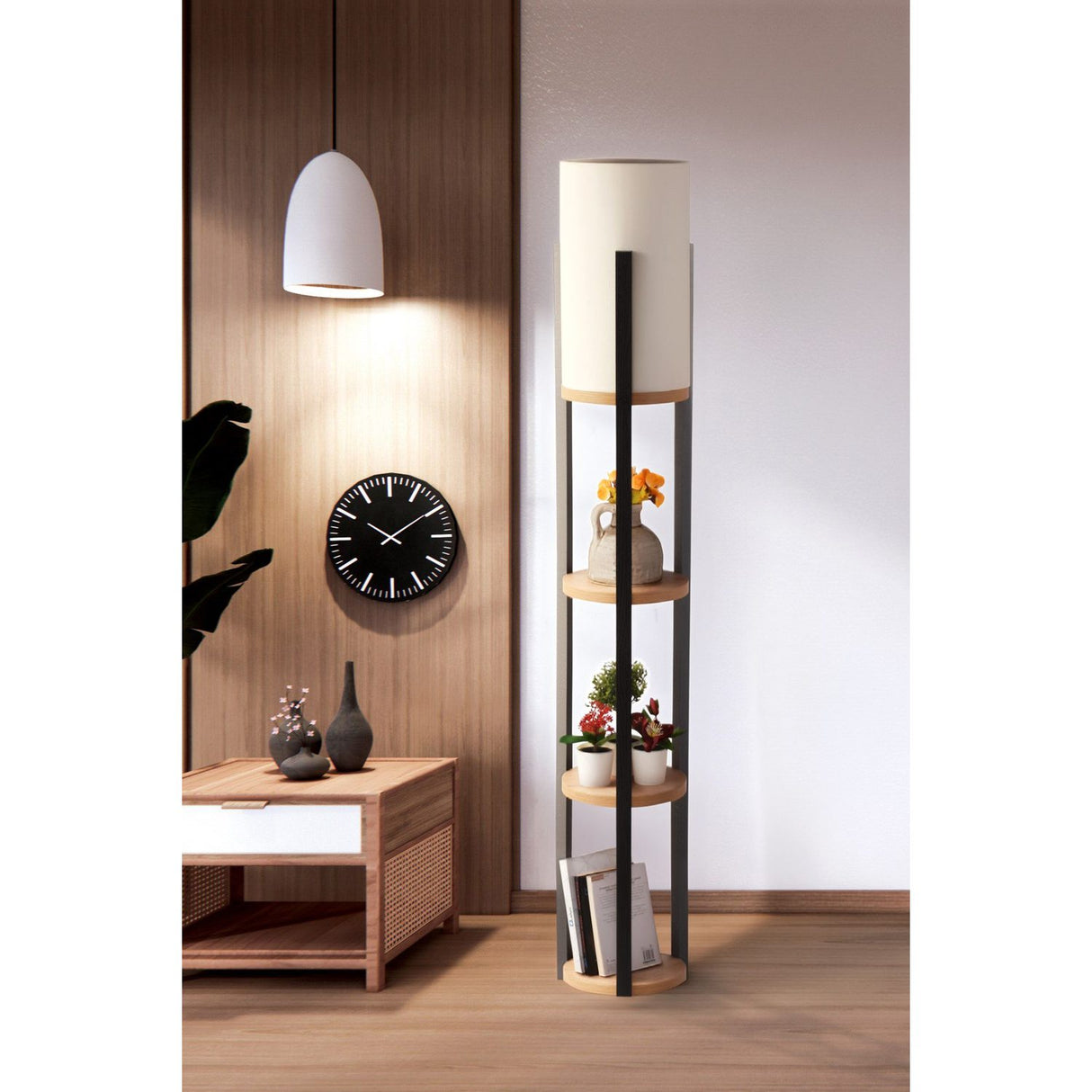 Aten Nora (21 x 21 cm) Golvlampa Natur Svart