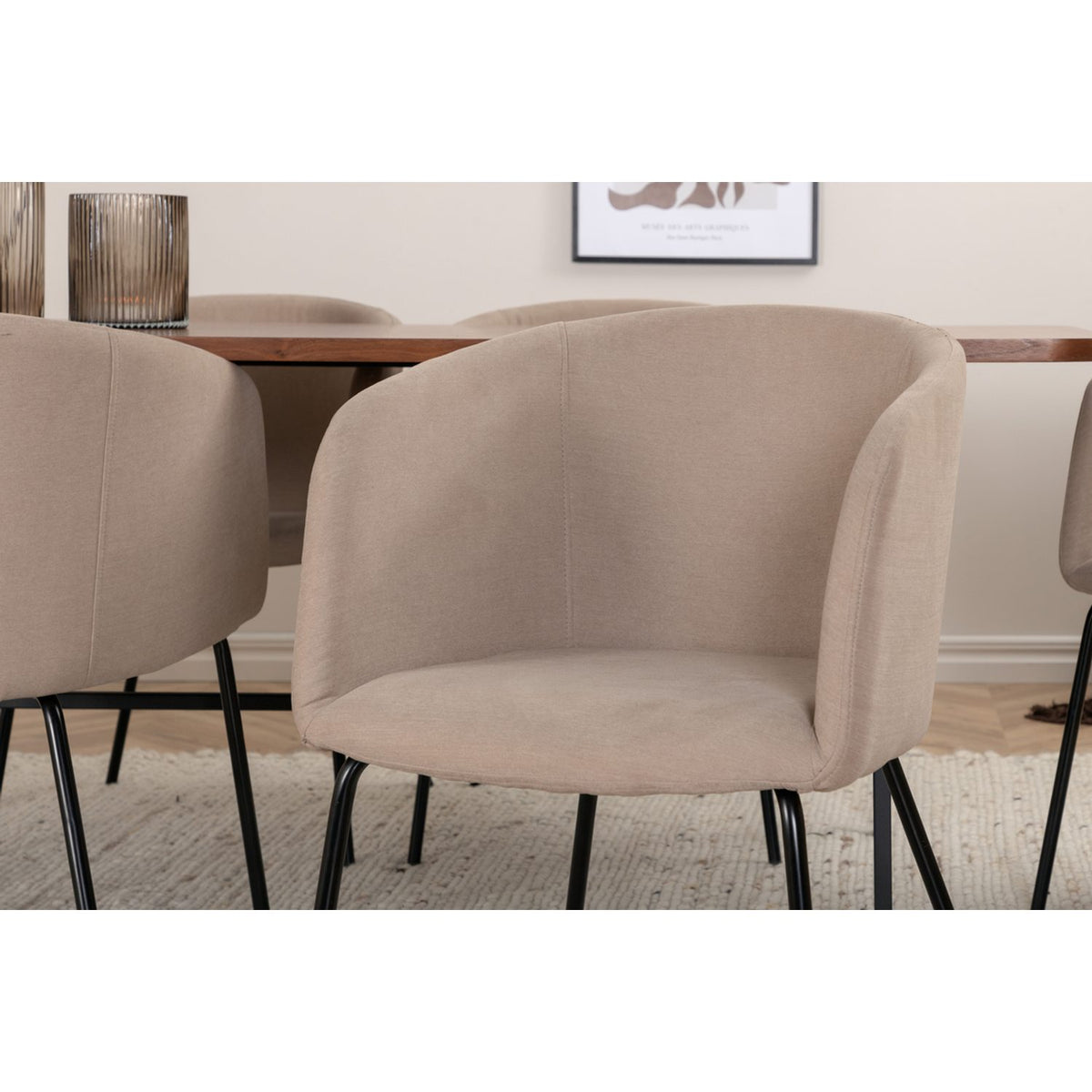 Uno, Berit Rektangulär matgrupp Beige, Svart, Svart,Natur, 200 x 90