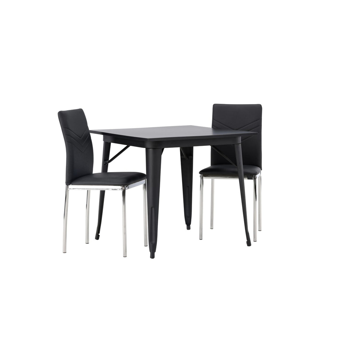 Tempe, Lily Rektangulär matgrupp Svart,Silver, Svart, 80 x 80
