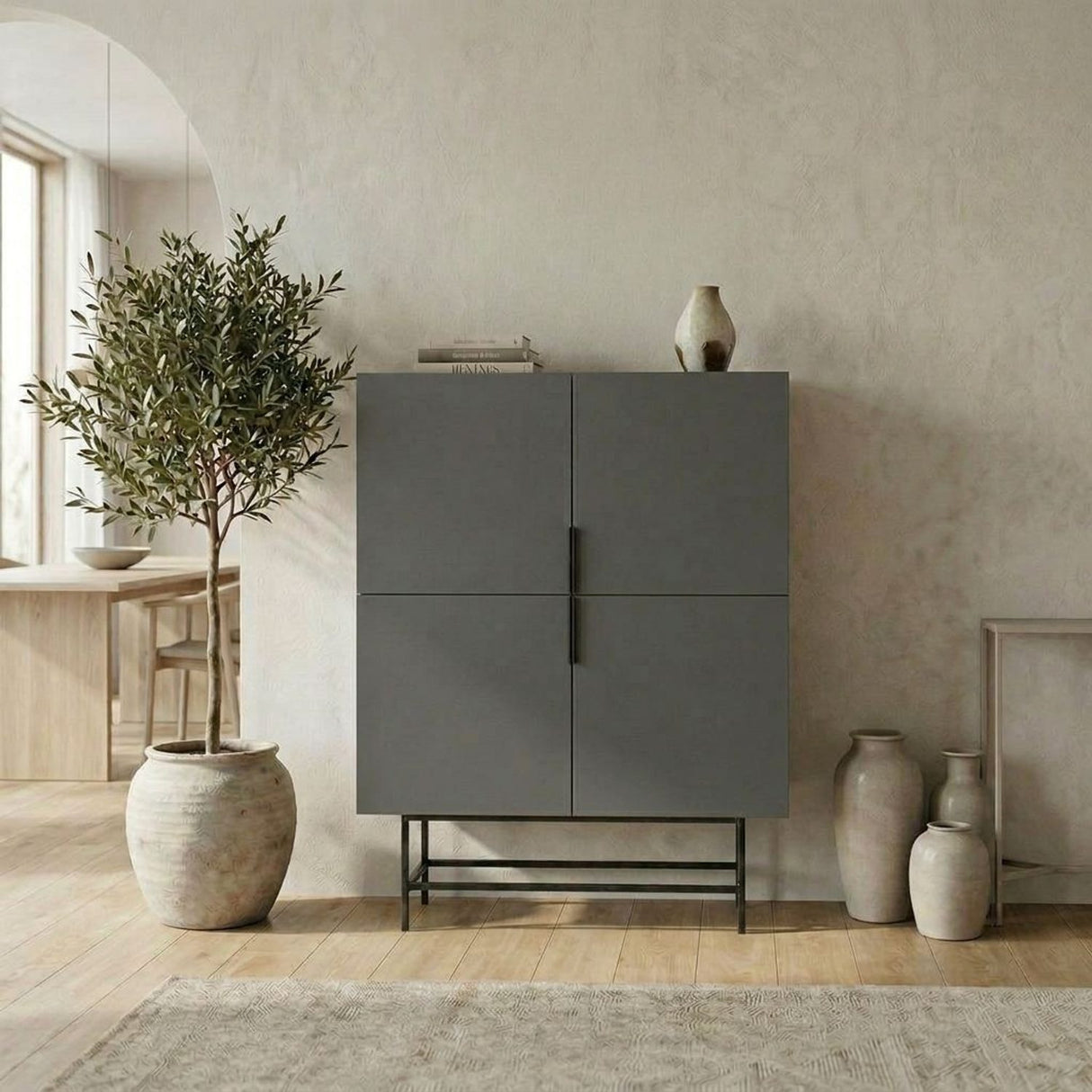 Edinburgh (100 x 128 x 40 cm) Sideboard Antracit svart