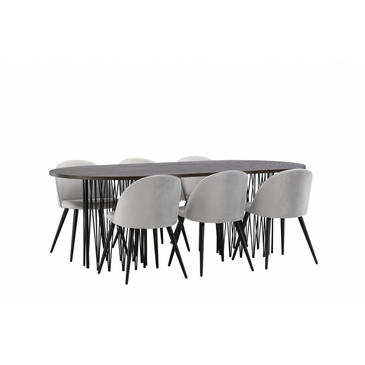 Stone, Velvet Rektangulär matgrupp Svart,Grå, Svart, Mocka, 220 x 100