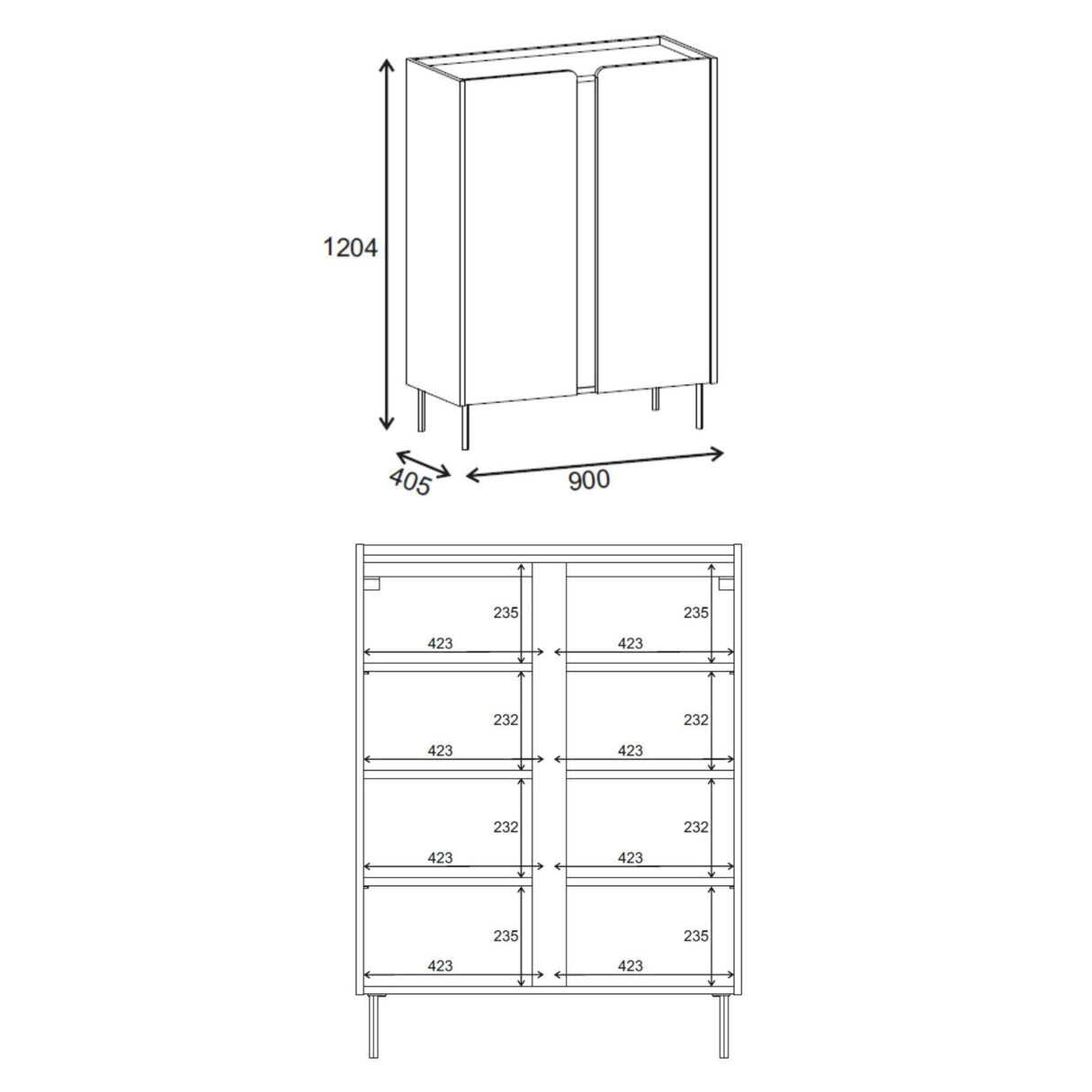 Lucile (90 x 120,4 x 40,5 cm) Sideboard Antracit naturlig ek svart