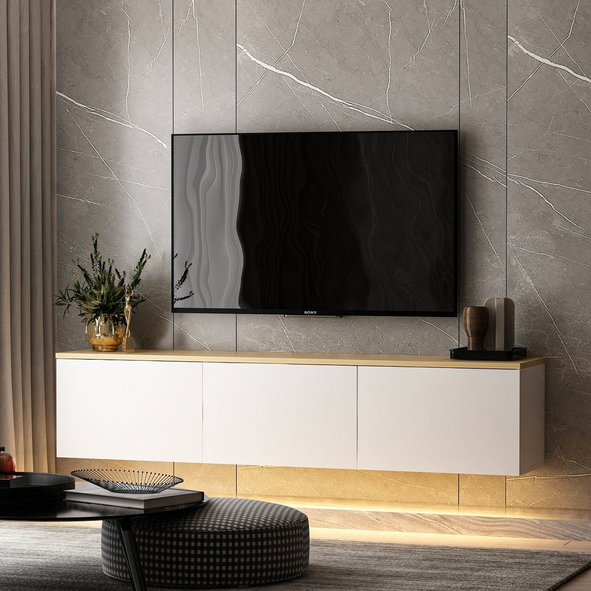 Reykjavik (160 x 35 x 32 cm) vit ek TV-bänk