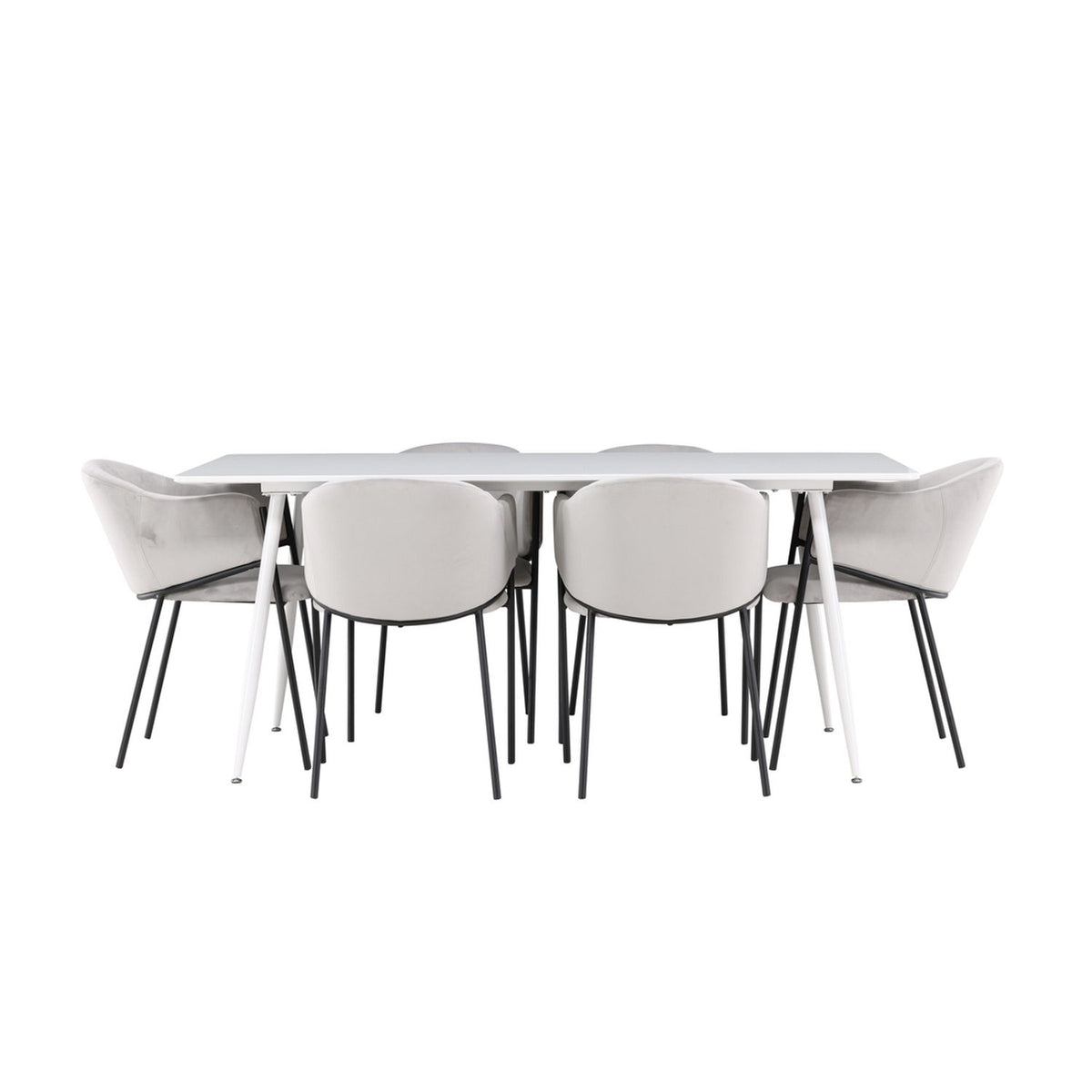 Silar, Evelina Rektangulär matgrupp Svart,Grå, Vit, 180 x 90