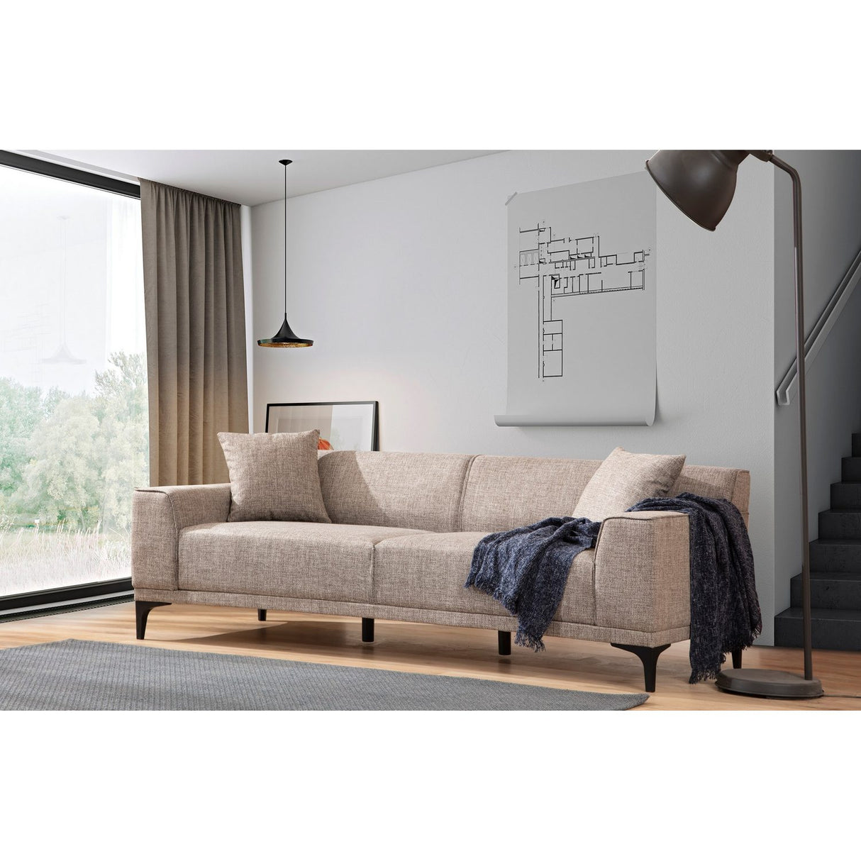 Cork 3 (215 x 87 x 86 cm) 3-sitssoffa Fawn