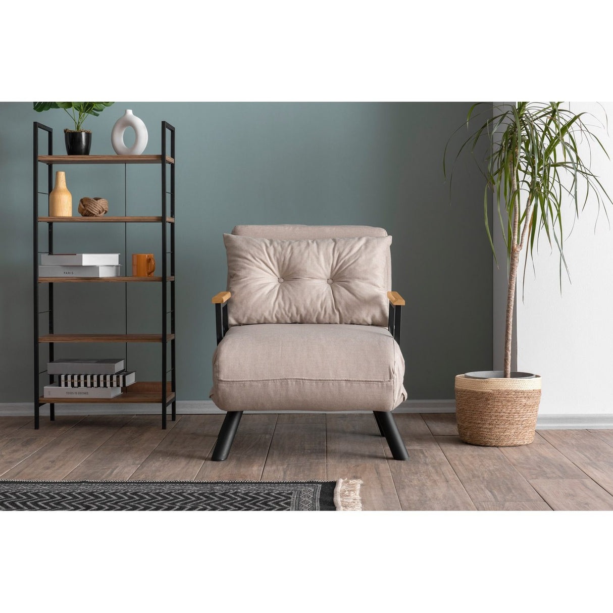 Tarawa v2 Enkel (26 x 120 x 60 cm) Creme 1-sits bäddsoffa