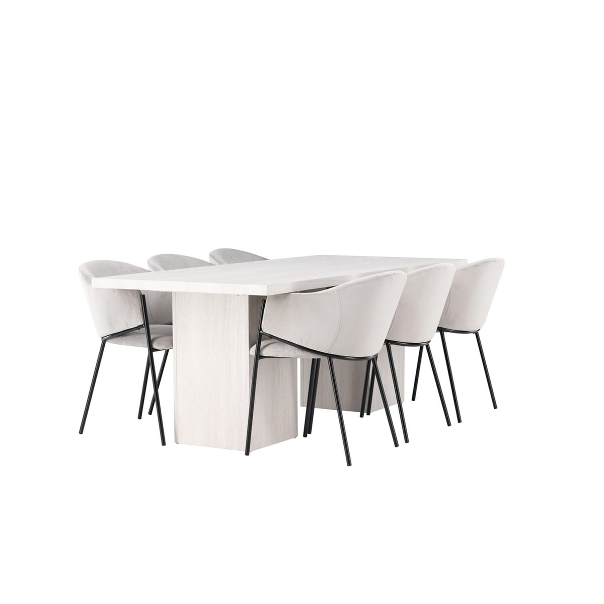 Olga, Evelina Rektangulär matgrupp Svart,Grå, Vit, 200 x 90