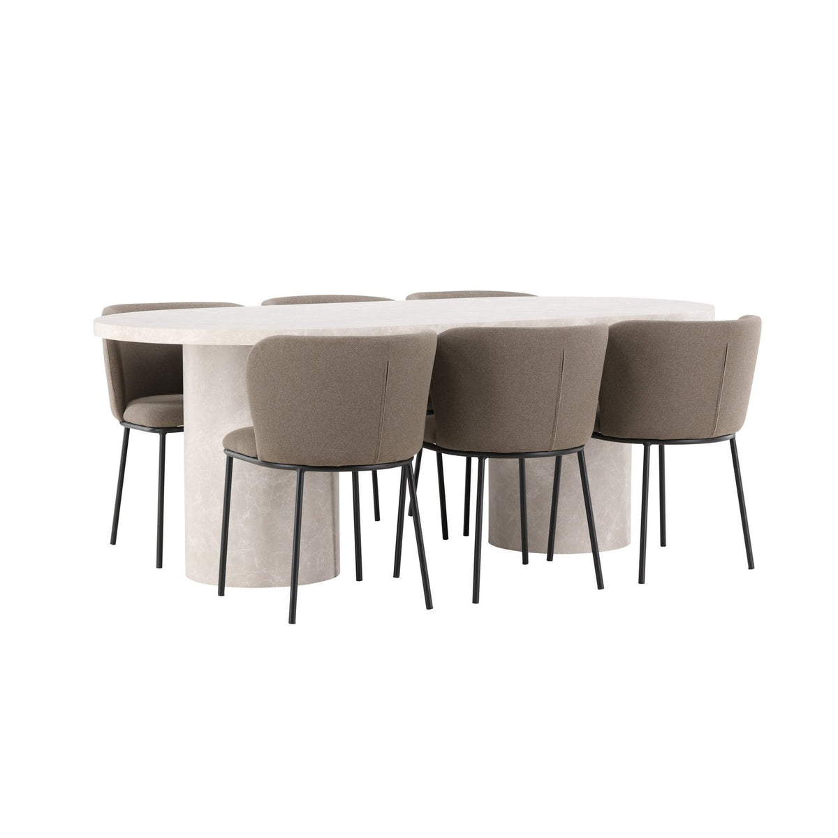 Narvik, Edina Oval matgrupp Svart,Brun, Beige, 200 x 100